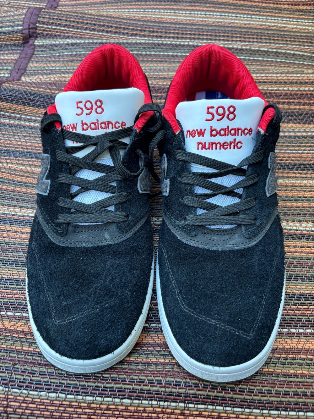 New Balance Men’s Black and Red Suede Sneakers - Picture 2 of 6